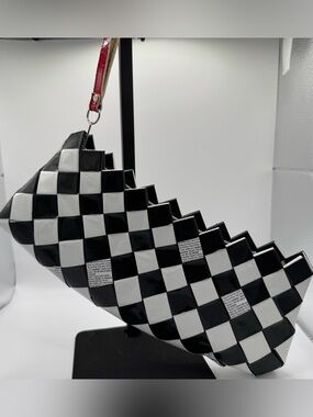 Nahui Ollin Candy Wrapper Clutch Bag Checkerboard Black White Wristlet Pop Tart